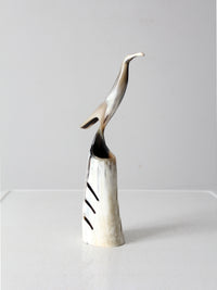 vintage polished horn bird sculpture
