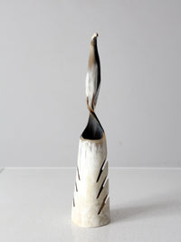 vintage polished horn bird sculpture