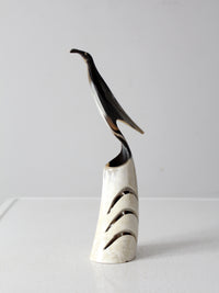 vintage polished horn bird sculpture