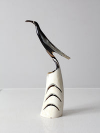 vintage polished horn bird sculpture