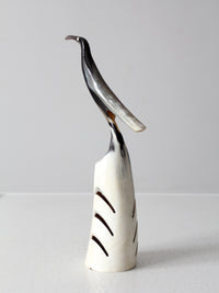 vintage polished horn bird sculpture