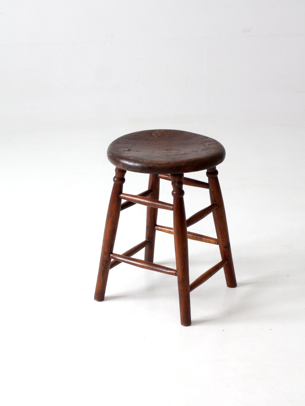 antique turned leg wood stool