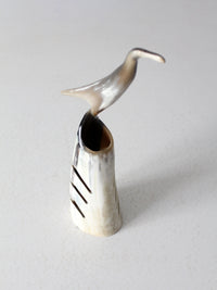 vintage polished horn bird sculpture