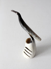 vintage polished horn bird sculpture