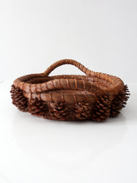 vintage folk art pine needle basket