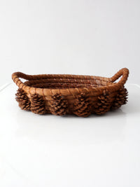 vintage folk art pine needle basket