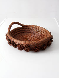 vintage folk art pine needle basket