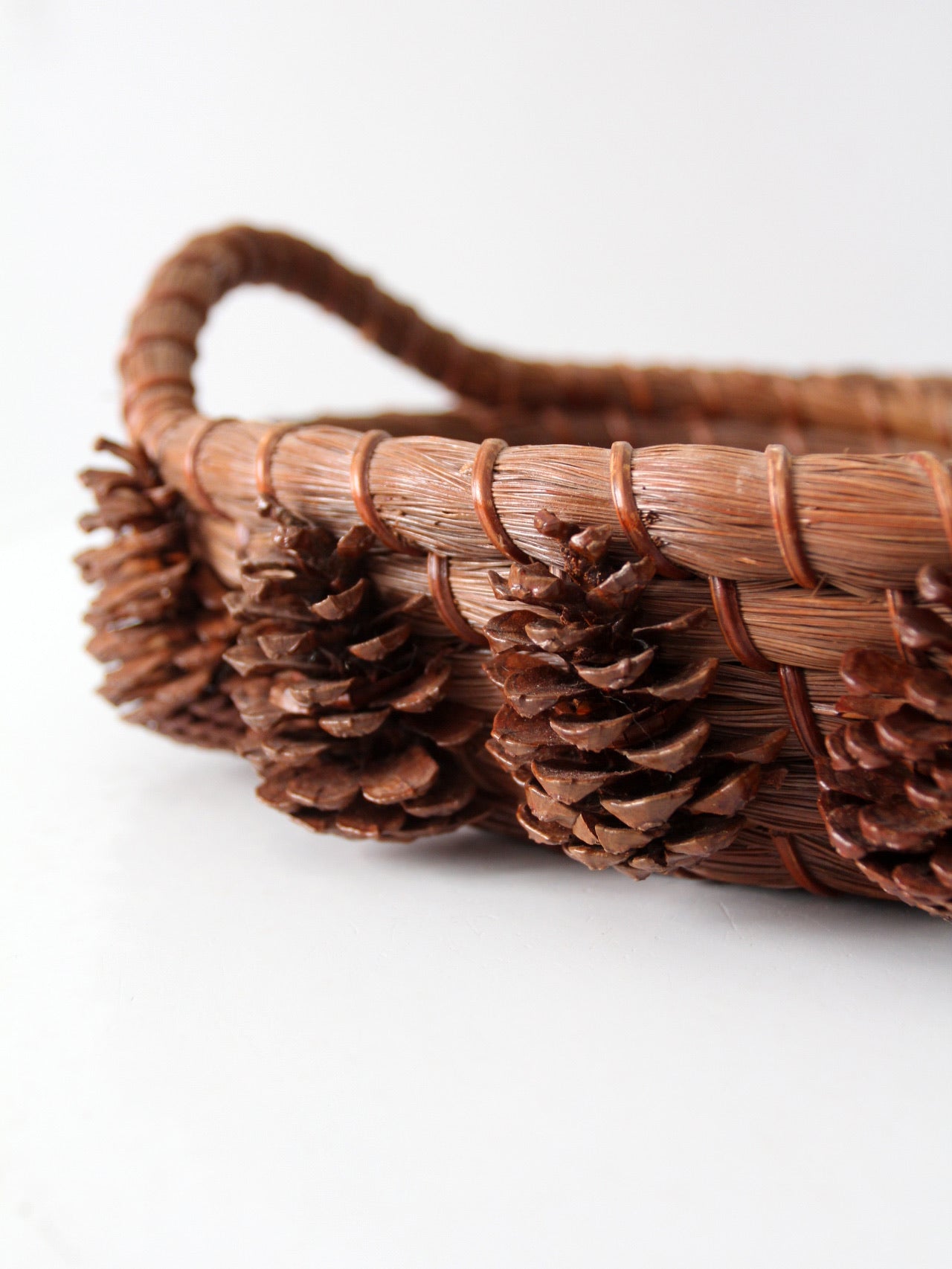 vintage folk art pine needle basket