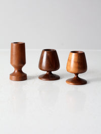 vintage handmade wood vessels set