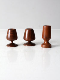 vintage handmade wood vessels set