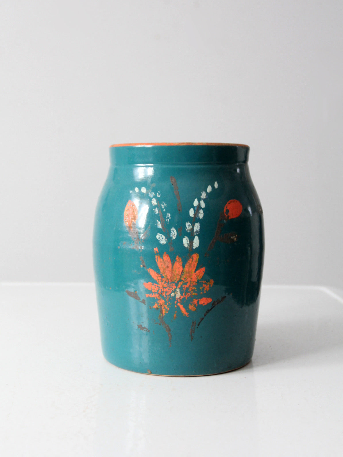 vintage hand-painted stoneware cookie jar vase
