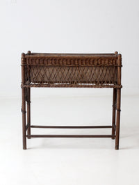 antique wicker planter stand