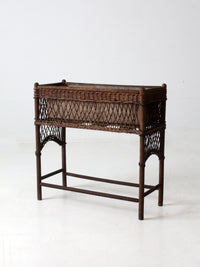 antique wicker planter stand