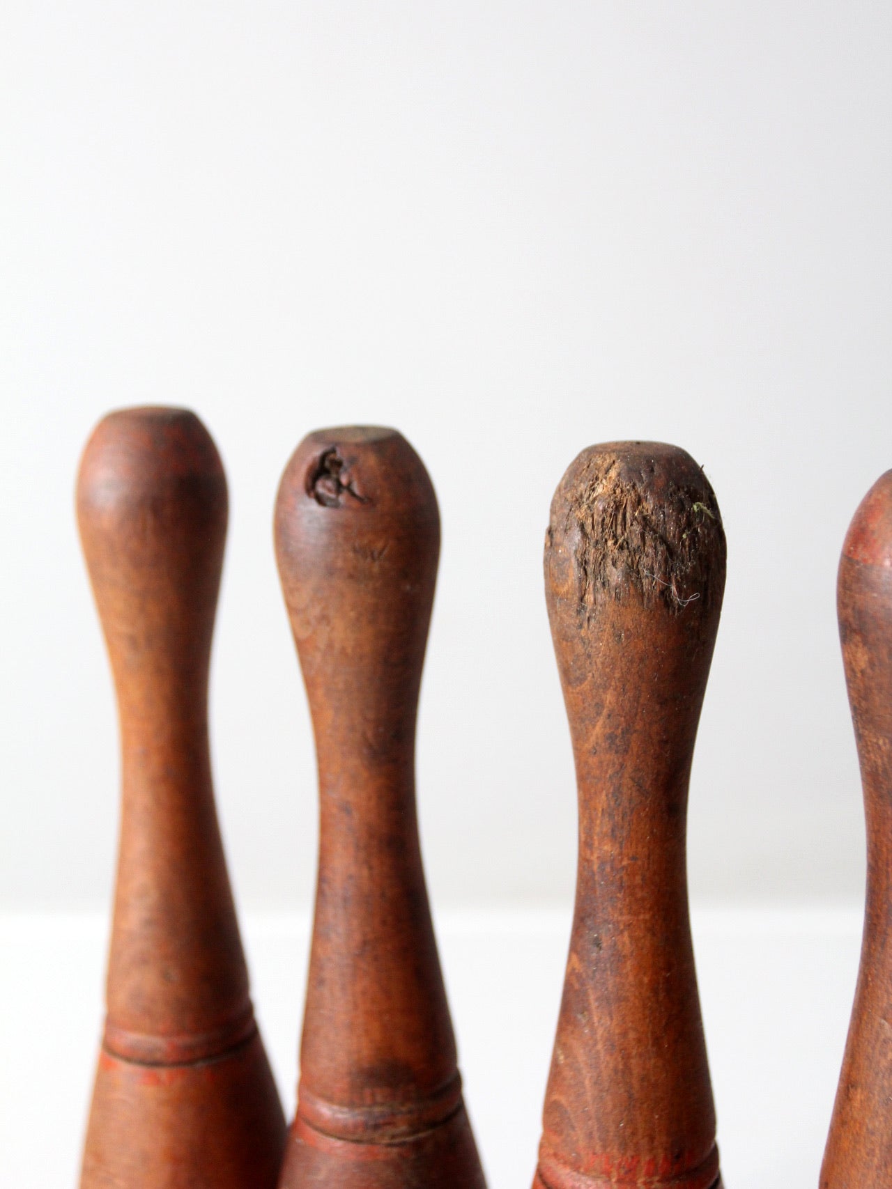 antique wooden skittles set of 5