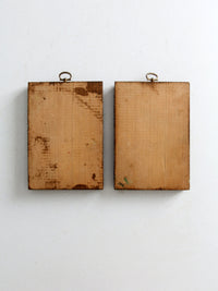 mid century painted wood wall art pair