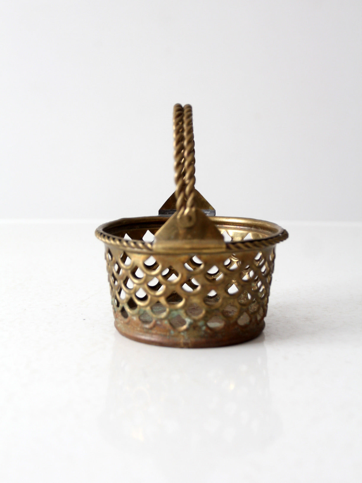 vintage brass basket