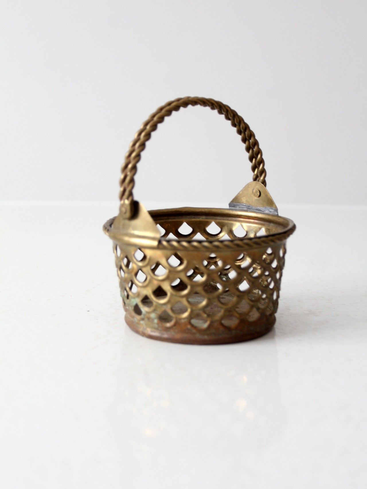 vintage brass basket