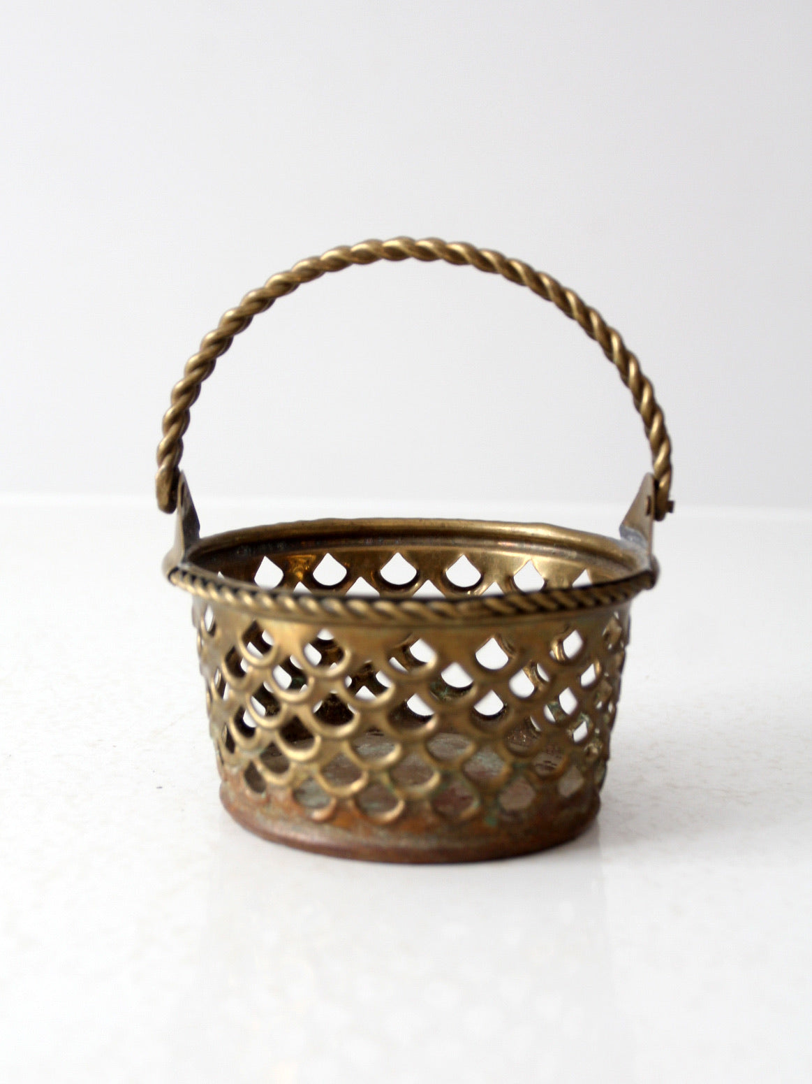 vintage brass basket