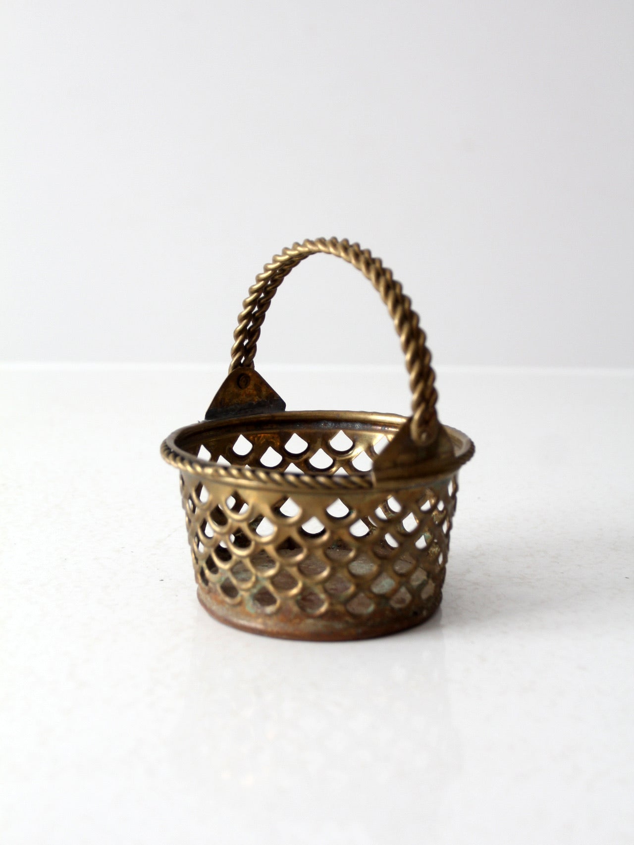 vintage brass basket