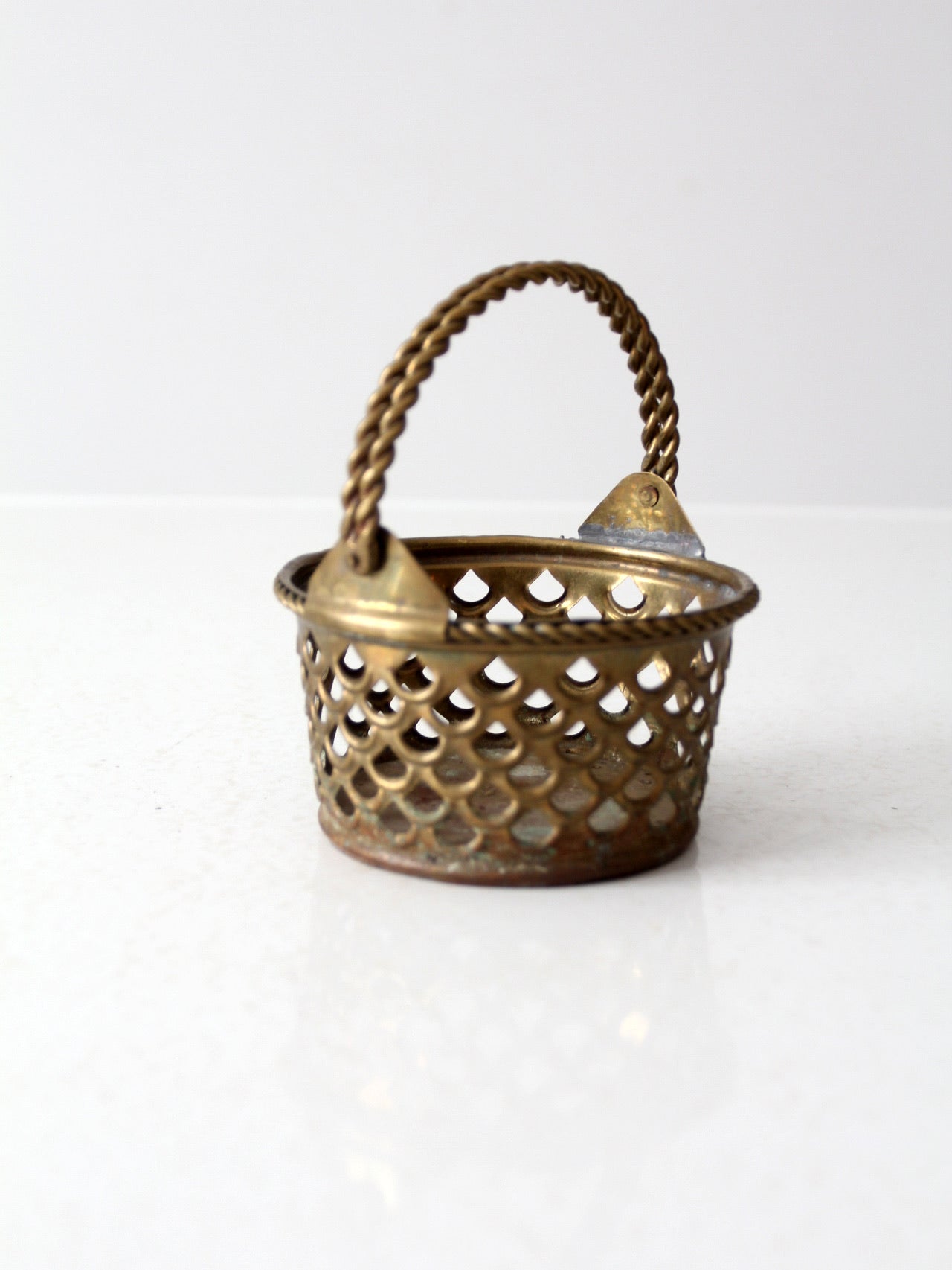 vintage brass basket