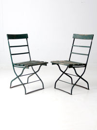 antique wrought iron folding chairs pair