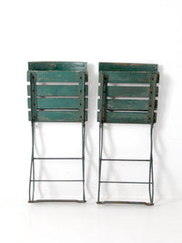 antique wrought iron folding chairs pair