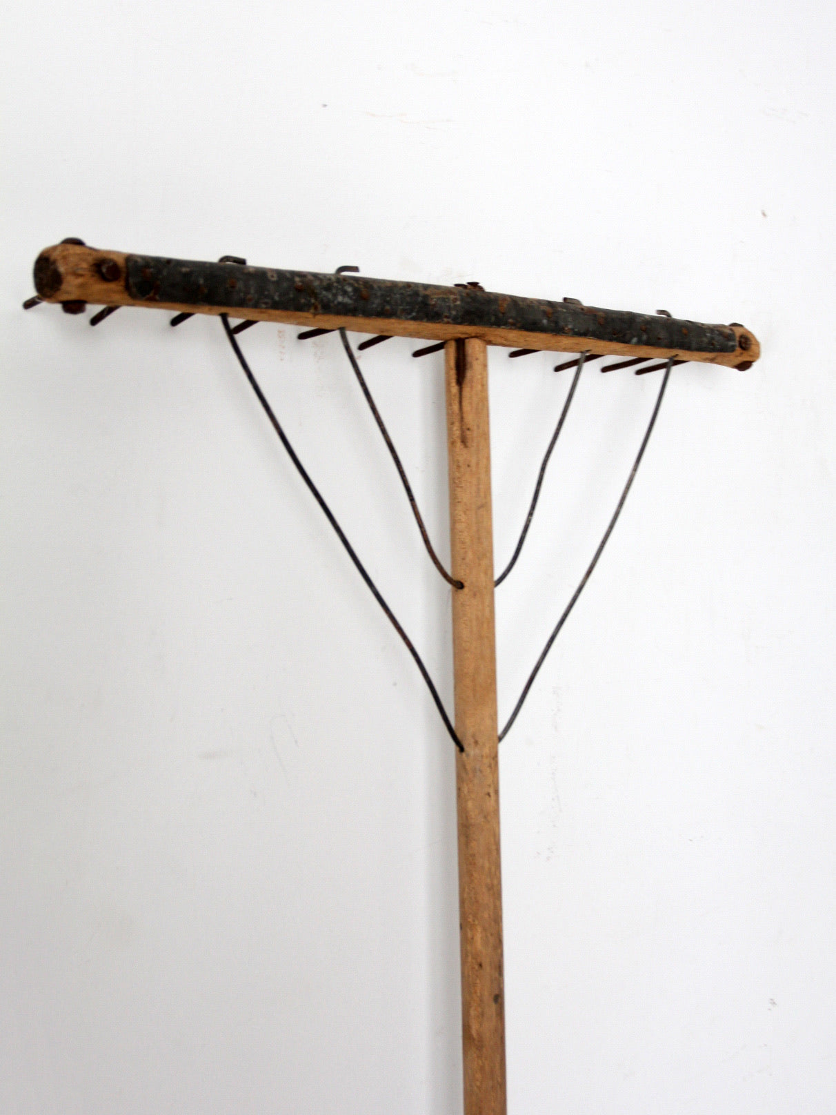 antique wooden hay rake