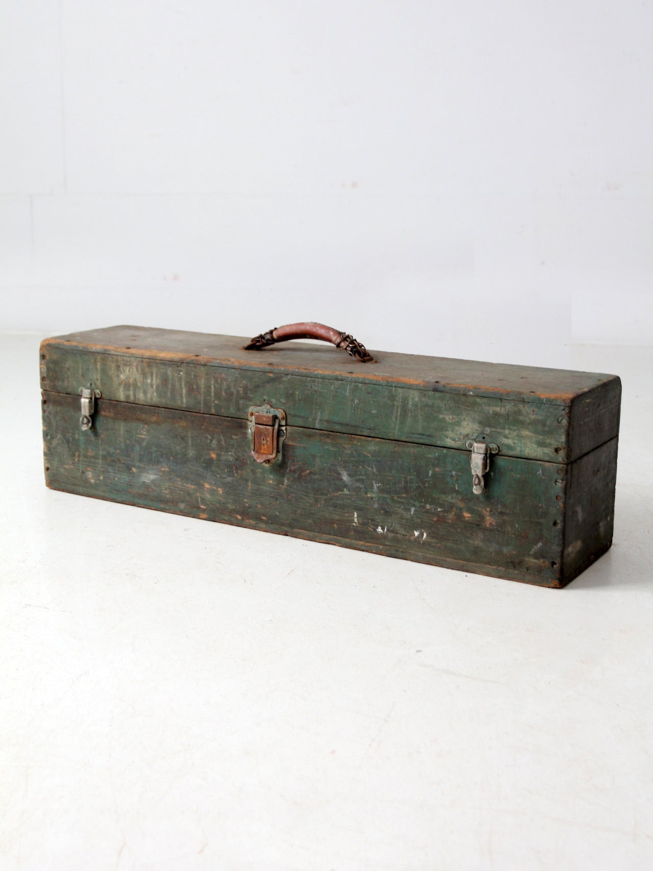vintage green wood tool box