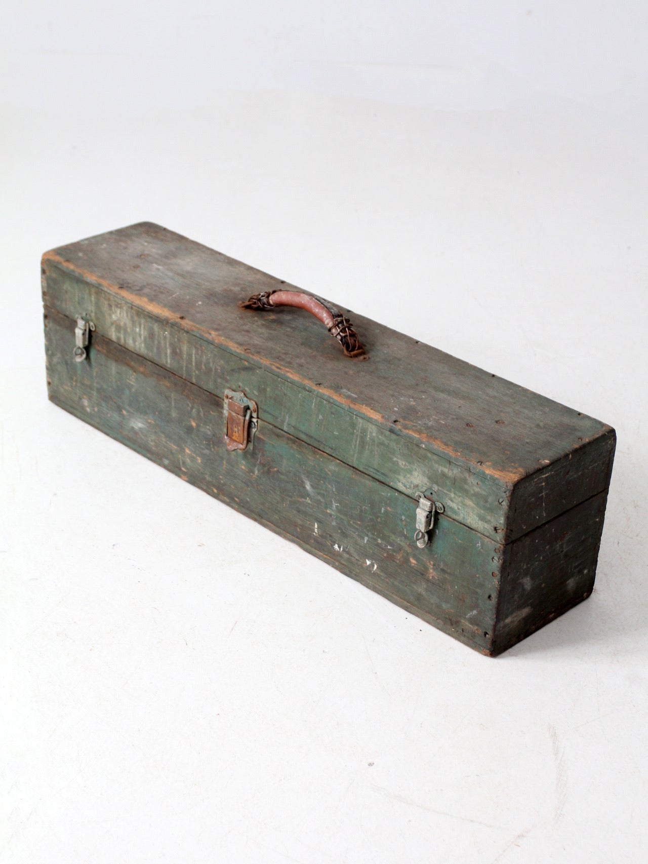 vintage green wood tool box
