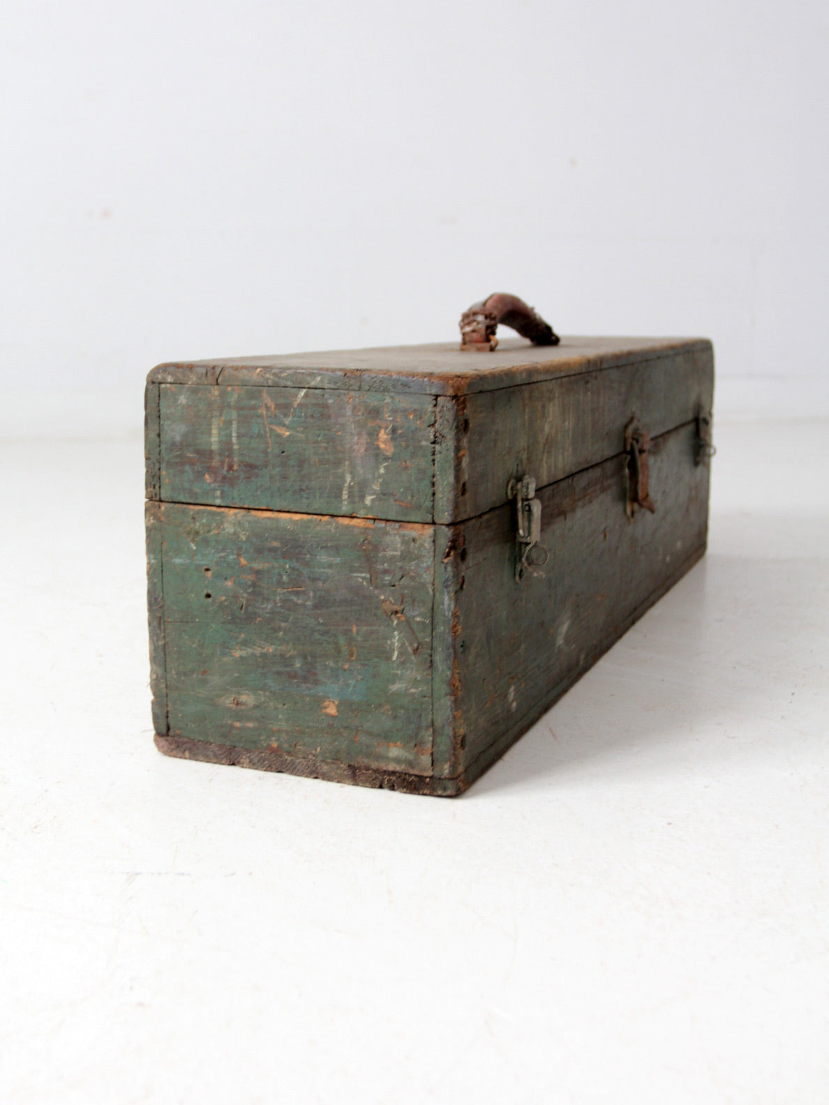 vintage green wood tool box