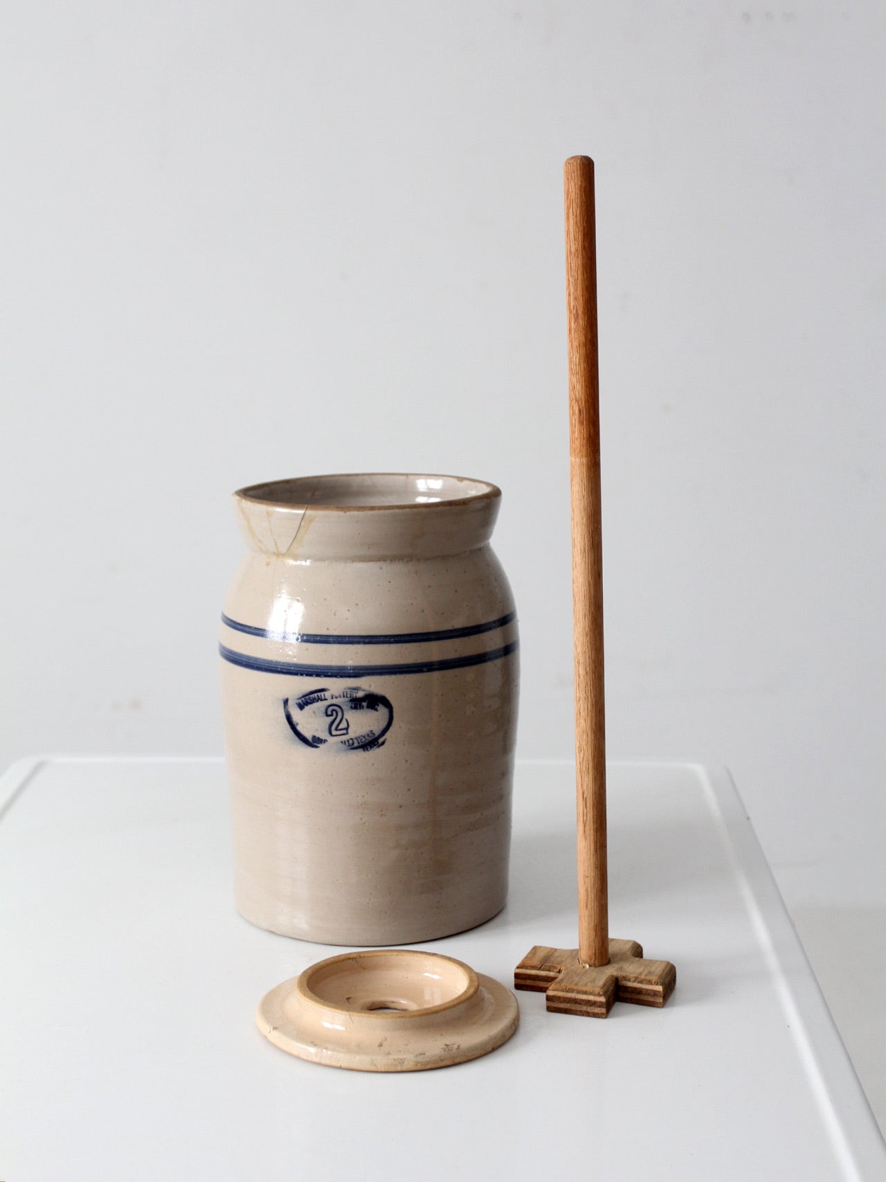 vintage Marshall Pottery stoneware butter churn