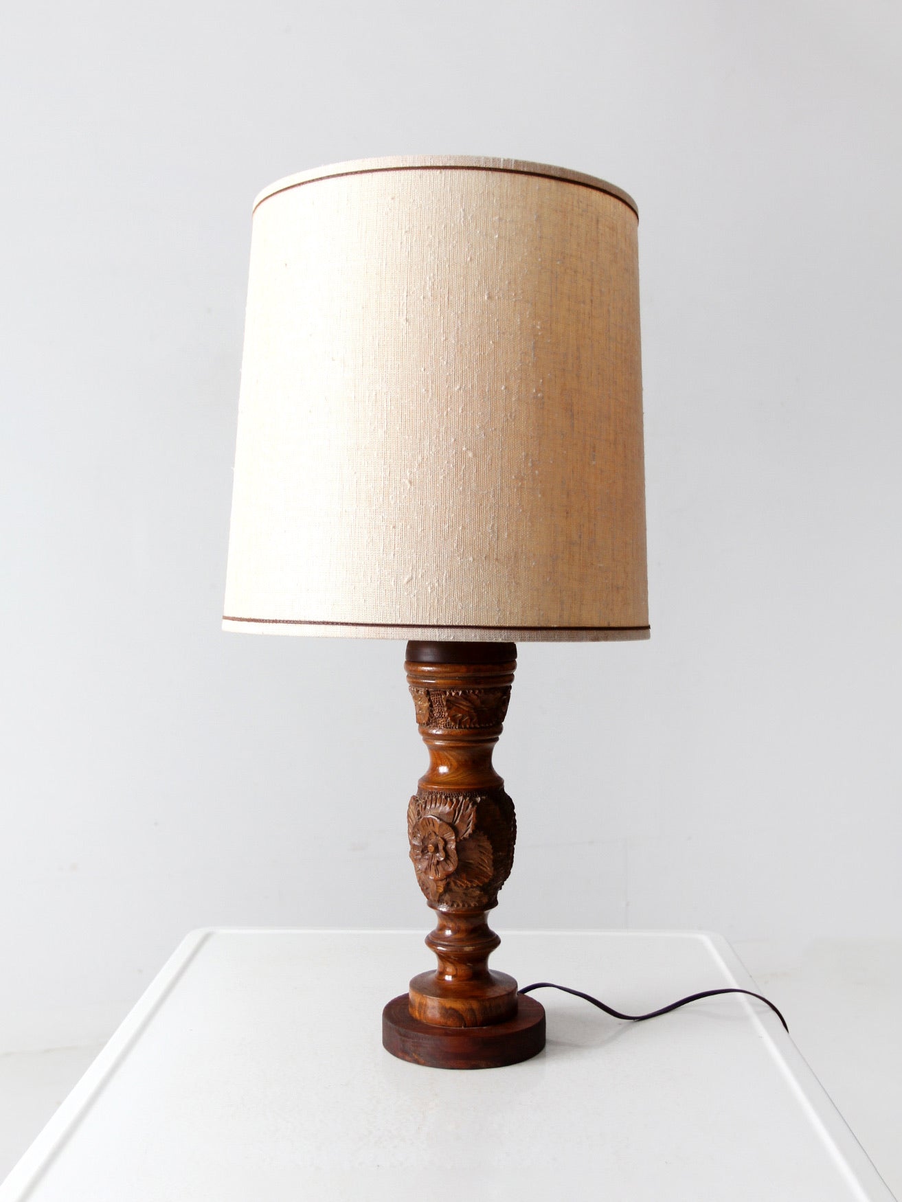 vintage floral carved table lamp