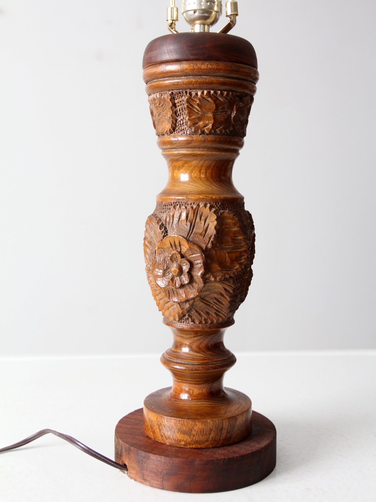 vintage floral carved table lamp