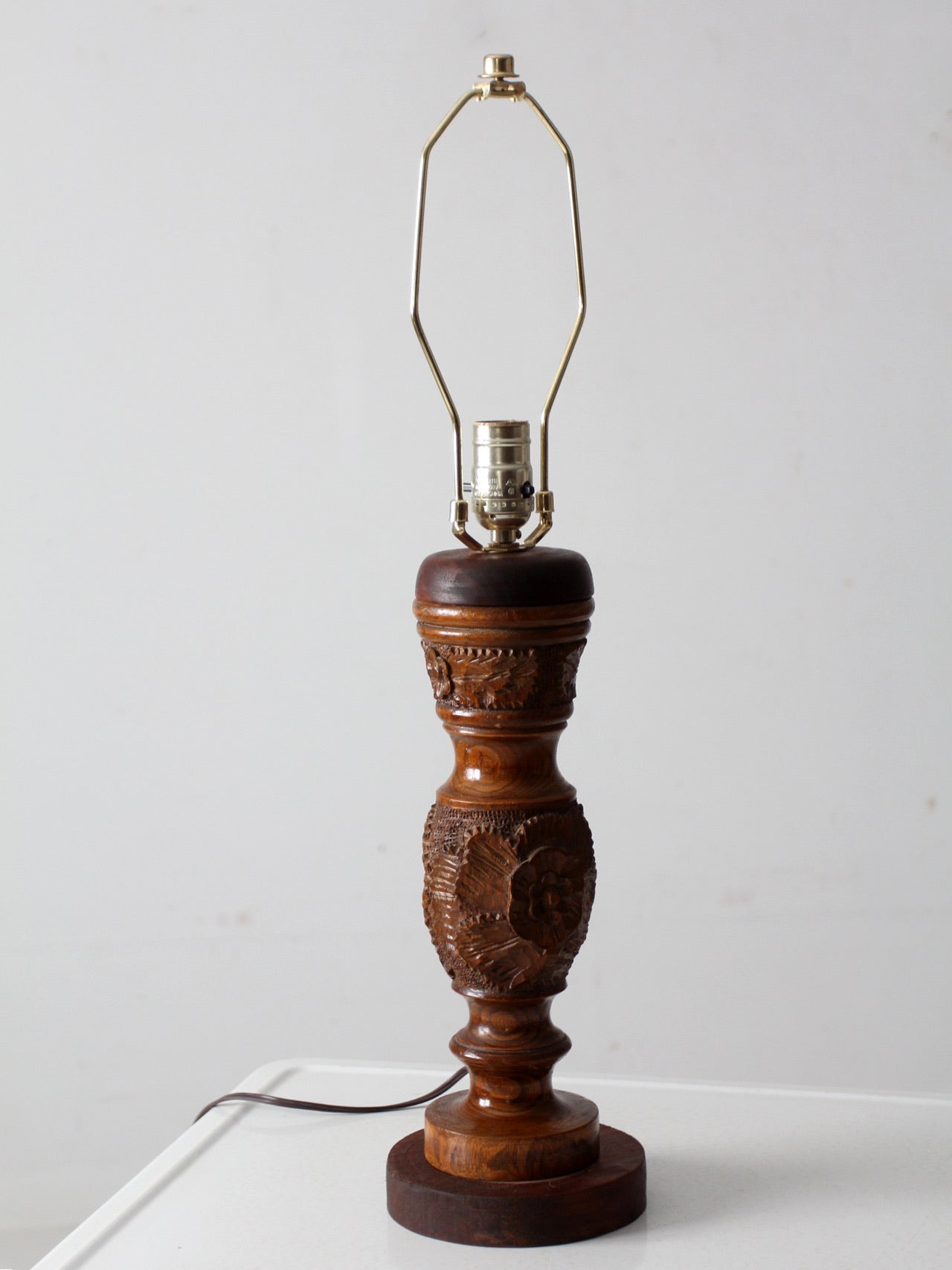 vintage floral carved table lamp