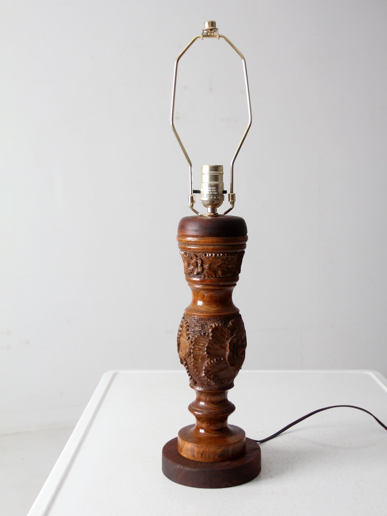 vintage floral carved table lamp