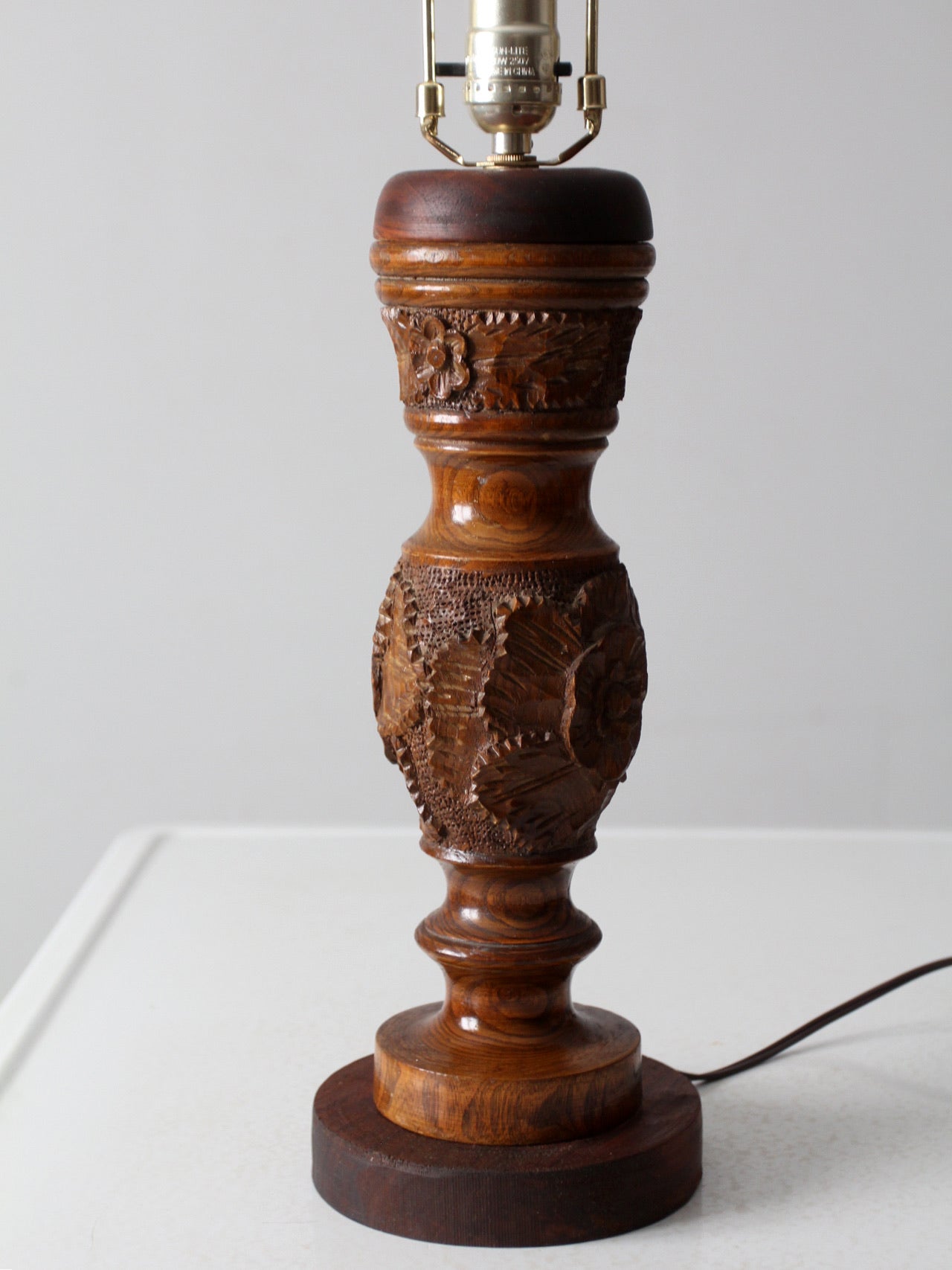 vintage floral carved table lamp