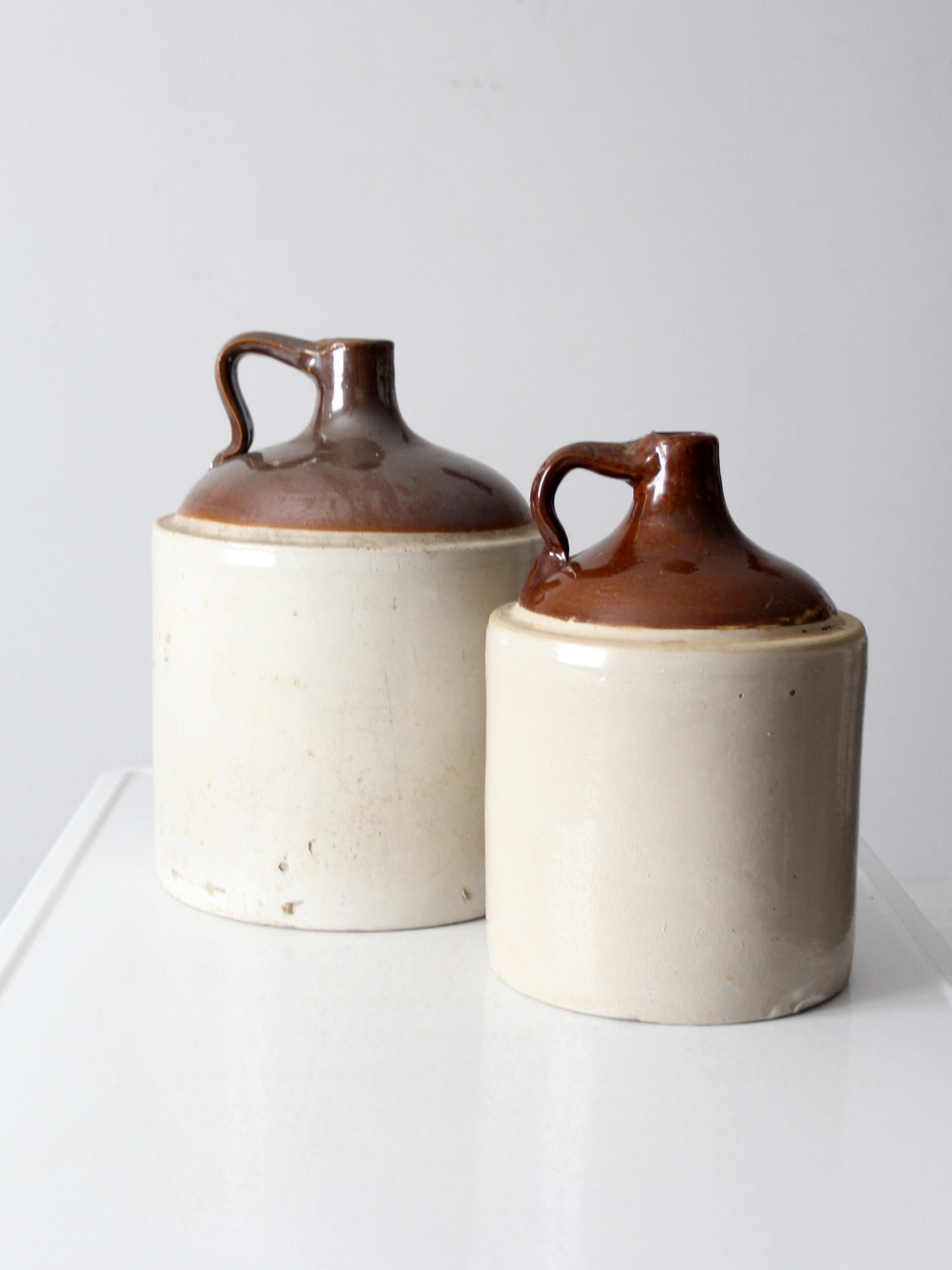 antique stoneware jugs pair