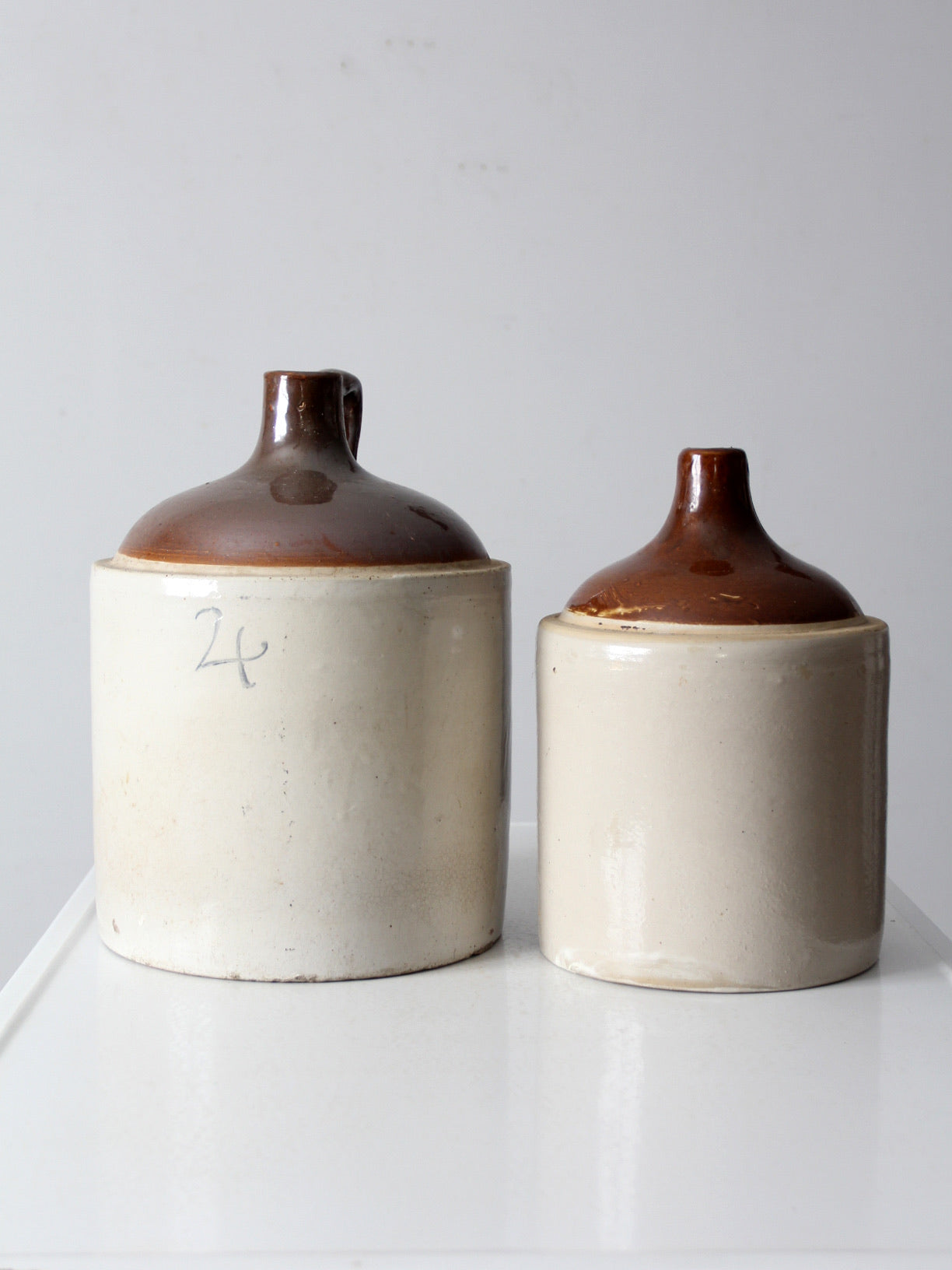 antique stoneware jugs pair