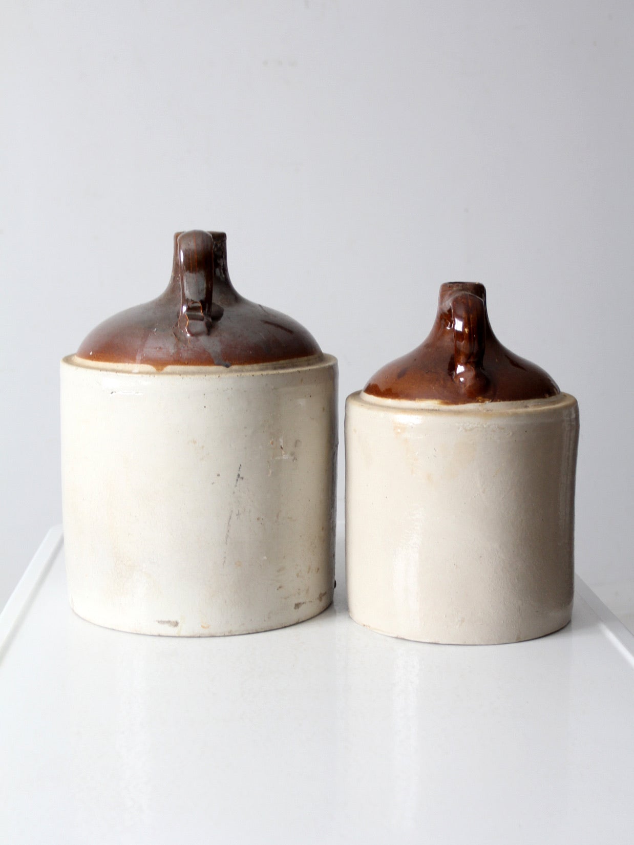 antique stoneware jugs pair