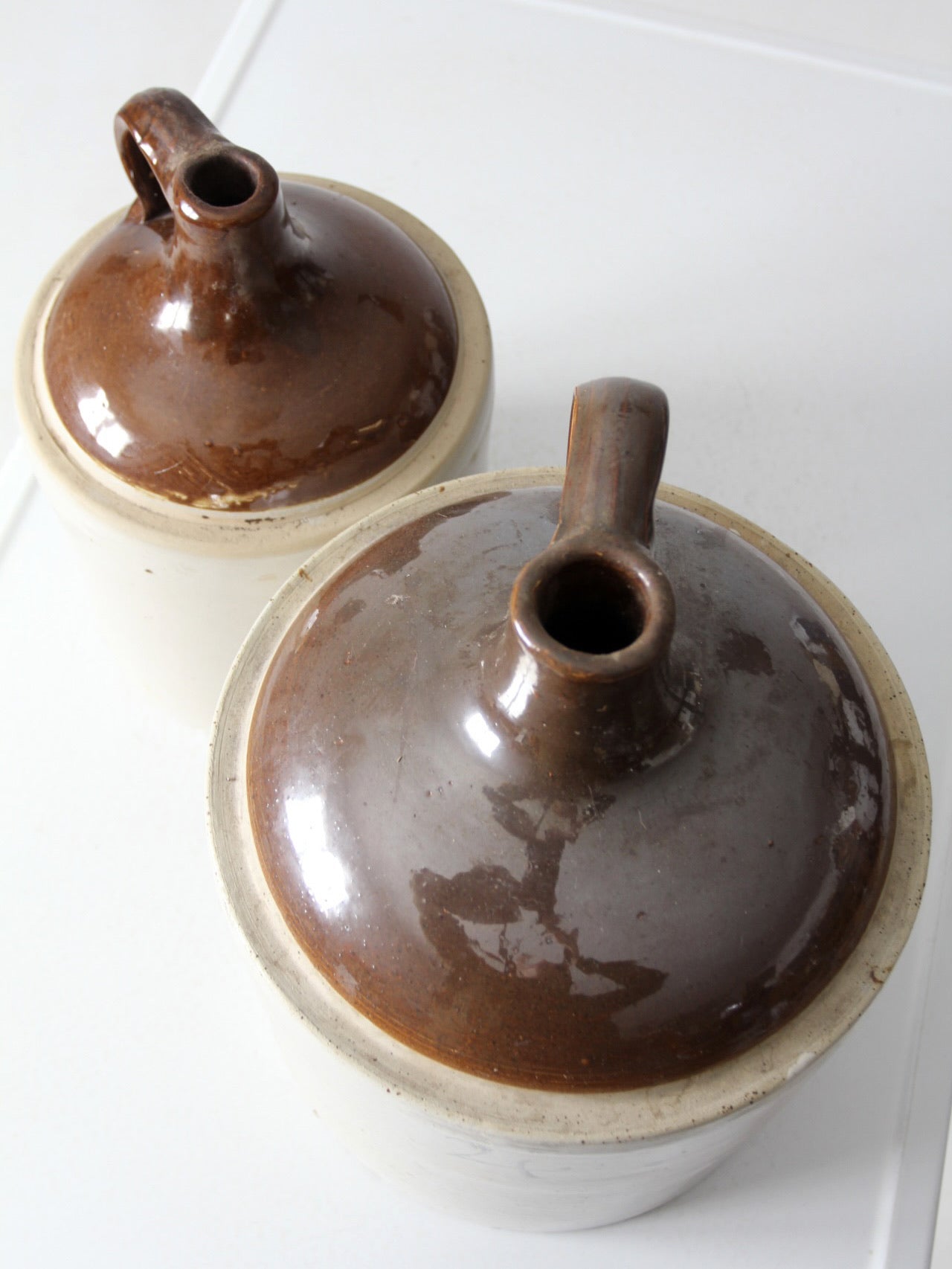 antique stoneware jugs pair