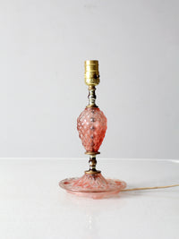 vintage pink hobnail glass table lamp