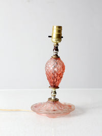 vintage pink hobnail glass table lamp