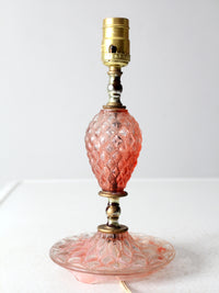 vintage pink hobnail glass table lamp