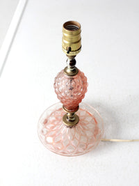 vintage pink hobnail glass table lamp