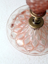 vintage pink hobnail glass table lamp