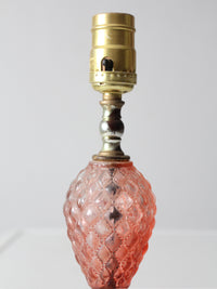 vintage pink hobnail glass table lamp