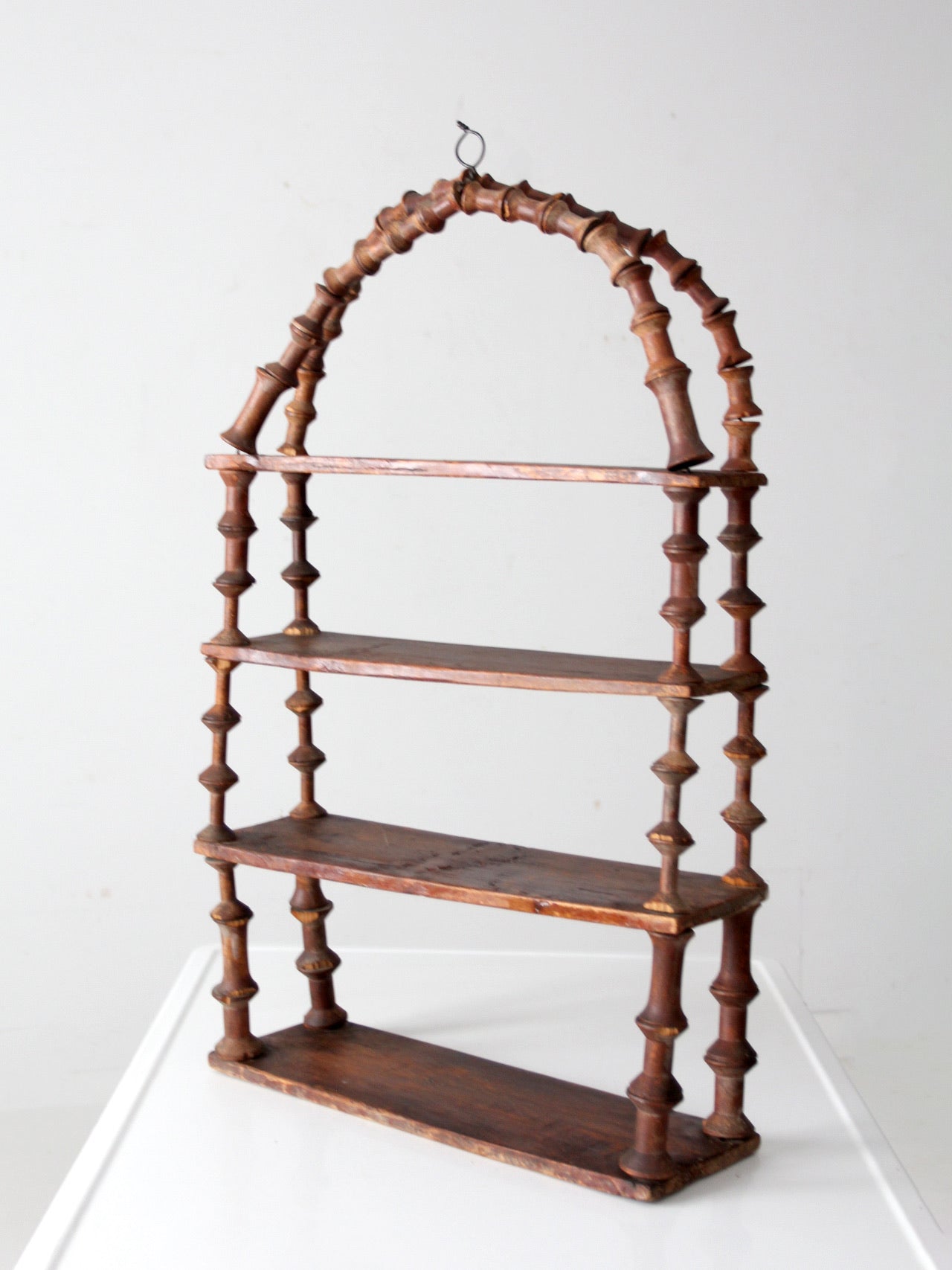 antique folk art spool shelf