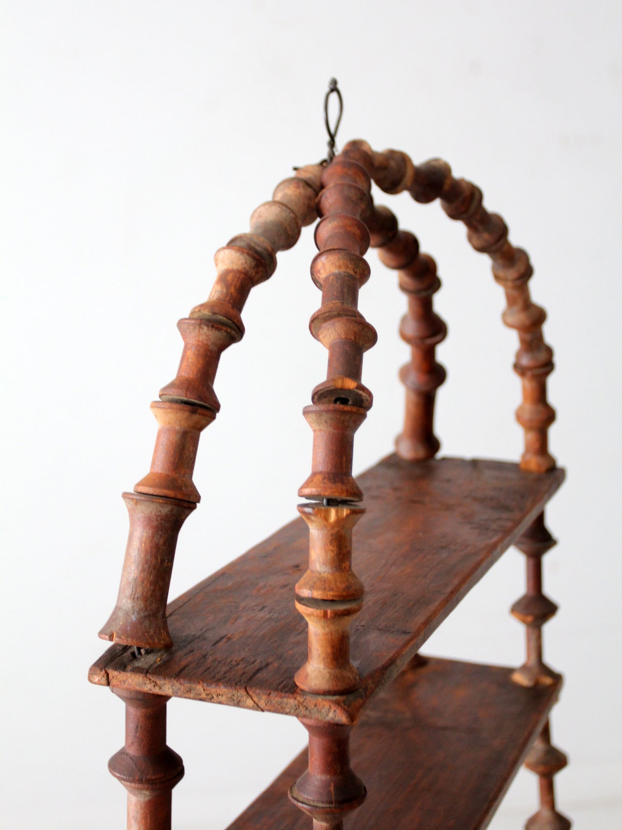 antique folk art spool shelf