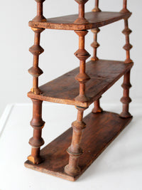 antique folk art spool shelf