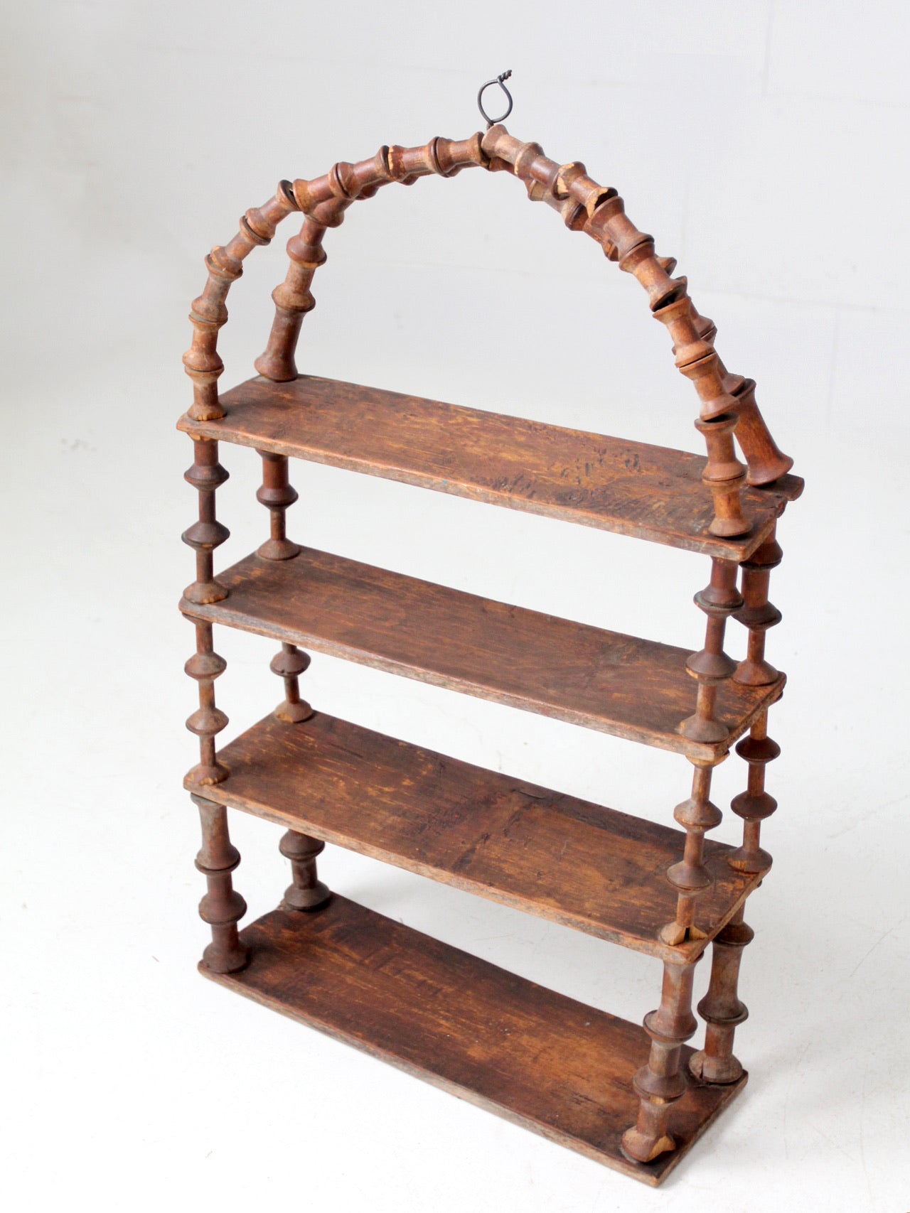 antique folk art spool shelf